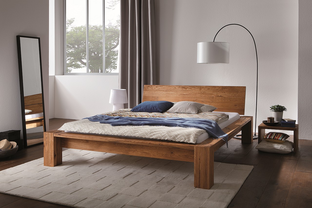 HASENA Oak Wild Bett Bormio Wildeiche mit Kopfteil und Polster 140x200