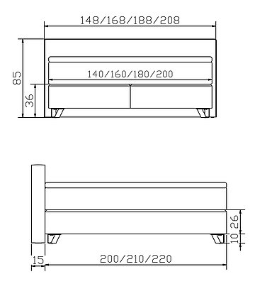 Boxspringbett Classic Jeno01  Skizze