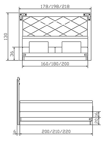 Boxspringbett Factory Boca01  Skizze