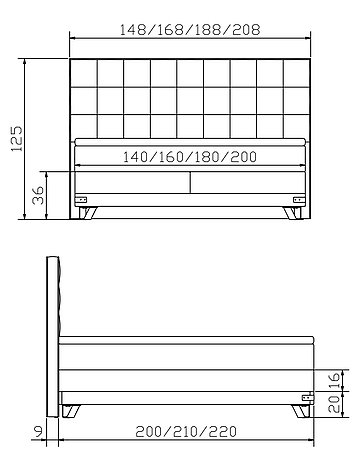 Boxspringbett Factory Jeno01 Skizze