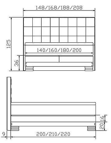 Boxspringbett Massiva02 Skizze