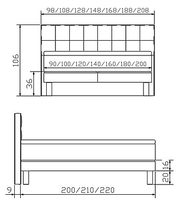 Boxspringbett Modern 06 Skizze