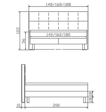 Boxspringbett Pronto04 Fleur Skizze