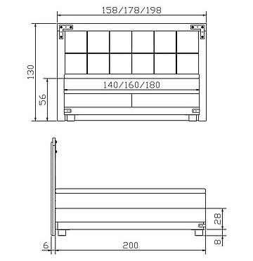Boxspringbett Pronto07 Chicago Skizze