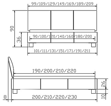 Polsterbett Dreamline Ivio02 Skizze