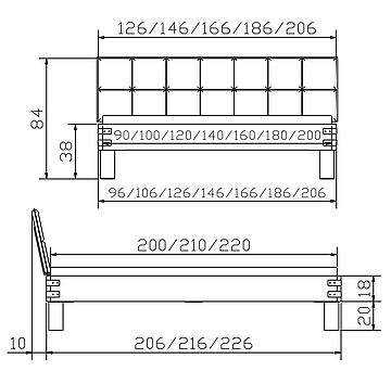 Massivholzbett Factoryline Festo1 Skizze