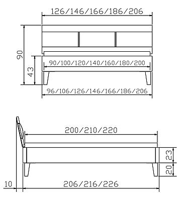 Massivholzbett Factoryline Gola2 Skizze