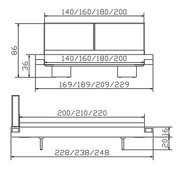 Massivholzbett Factoryline Vilo2 Skizze