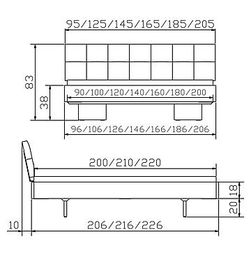 Massivholzbett Factoryline Vilo3 Skizze