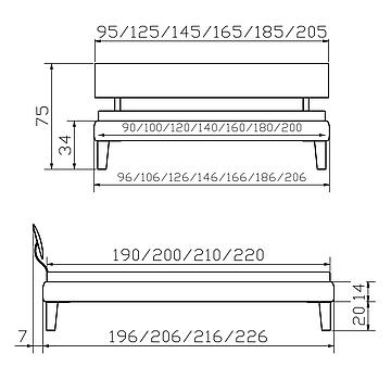 Holzbett Softline Juve01 Skizze