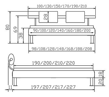 Holzbett Topline Grado Skizze