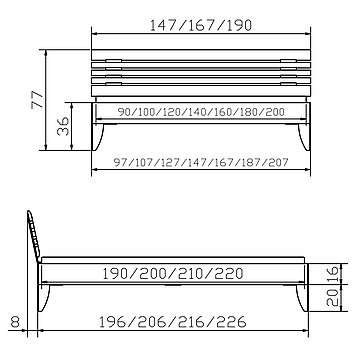 Massivholzbett Woodline Cima3 Skizze