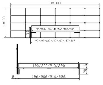 Massivholzbett Woodline Gina1 Skizze