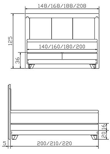 Boxspringbett Massiva Jeno01  Skizze