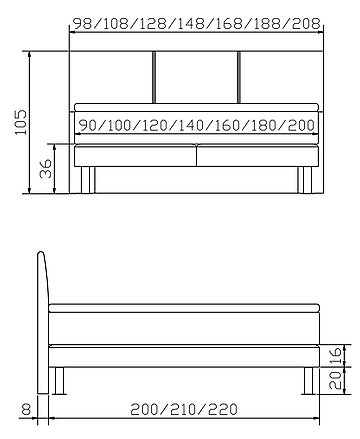 Boxspringbett Modern 03 Skizze