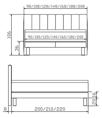 Boxspringbett Modern 05 Skizze