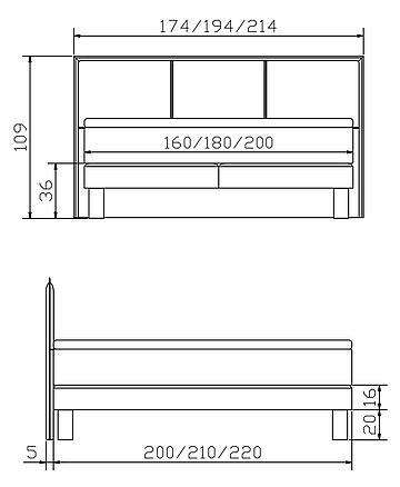 Boxspringbett Modern 09 Skizze
