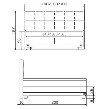 Boxspringbett Pronto06 Boston Skizze
