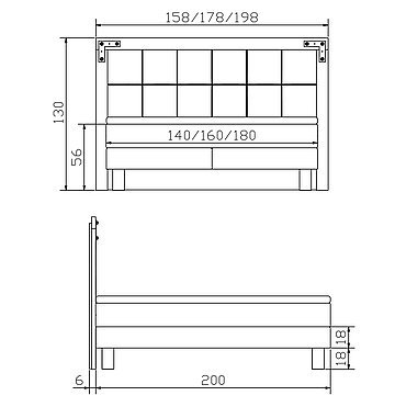 Boxspringbett Pronto08 Memphis Skizze