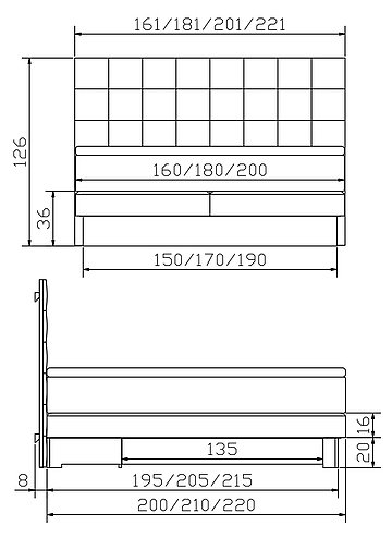 Boxspringbett Solutio 03 Skizze