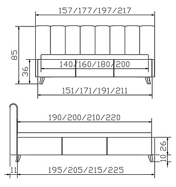 Polsterbett Dreamline Masi01 Skizze