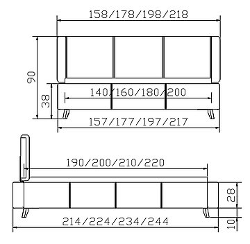 Polsterbett Dreamline Masi02 Skizze