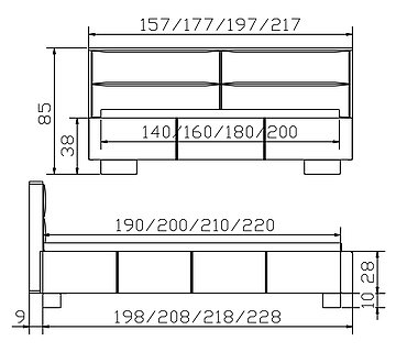 Polsterbett Dreamline Reca01 Skizze