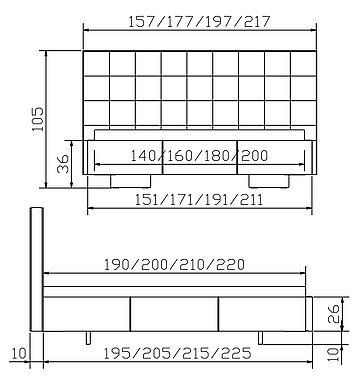 Polsterbett Dreamline Vilo01 Skizze