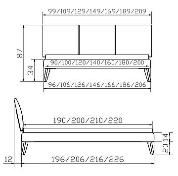 Holzbett Softline Masi02 Skizze