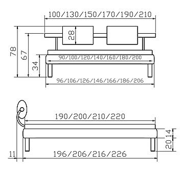 Holzbett Softline Soko01 Skizze