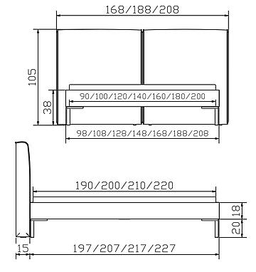 Holzbett Topline Gina01 Skizze