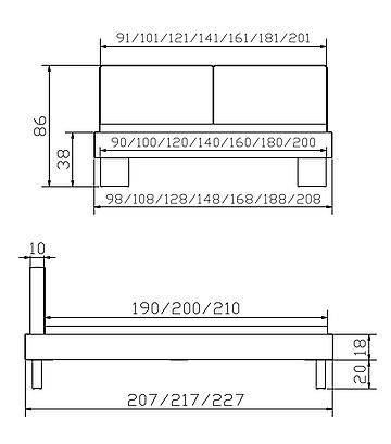 Holzbett Topline Quada01 Skizze