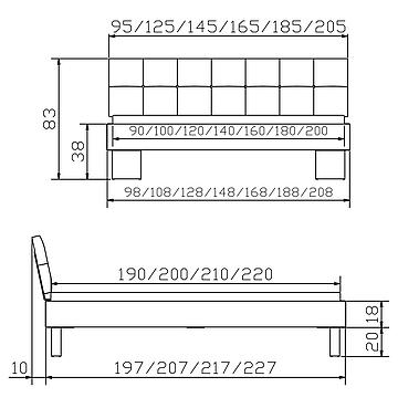 Holzbett Topline Quada03 Skizze